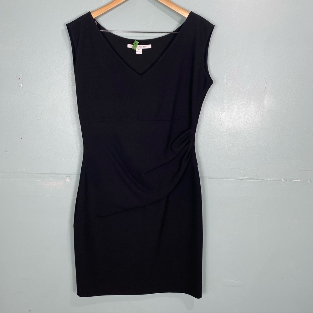 Diane Von Furstenberg Bevin Ruched Dress Black Sleeveless Sz 14 Office Work